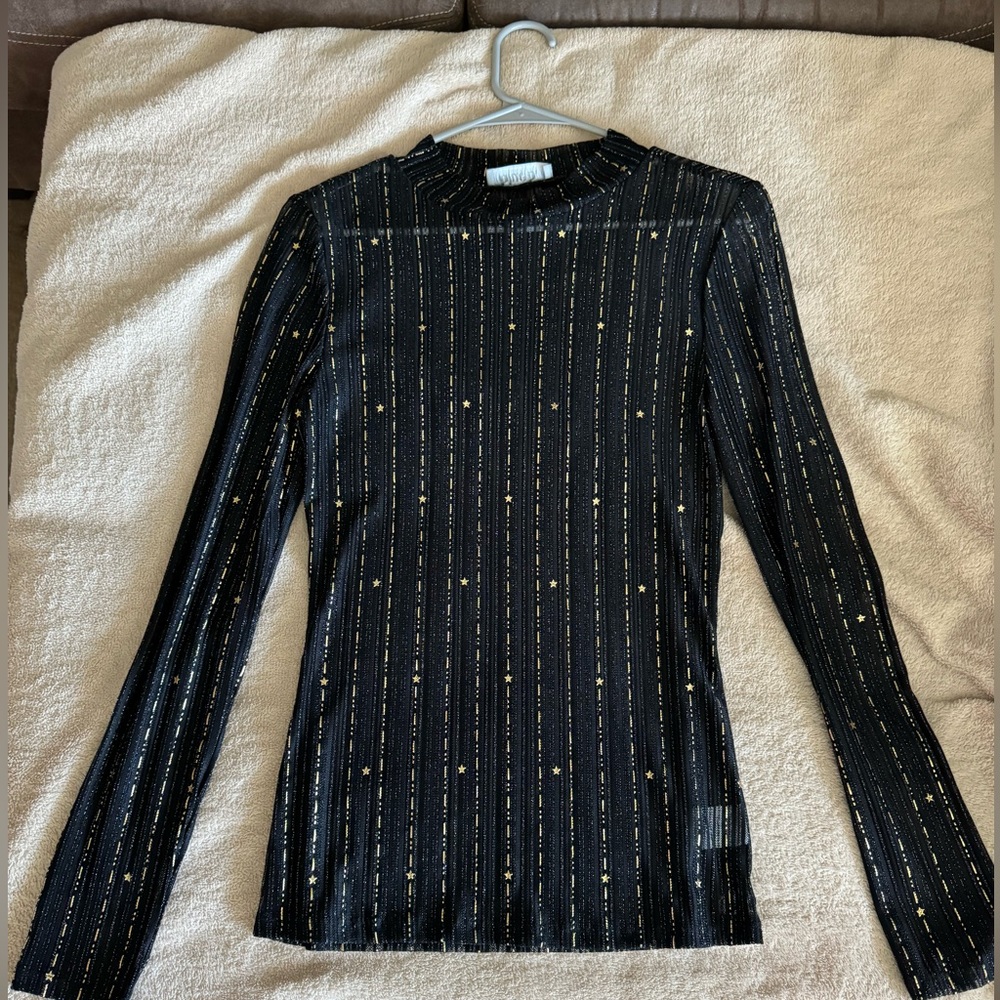 Blue B Metallic Star Mesh Top size large